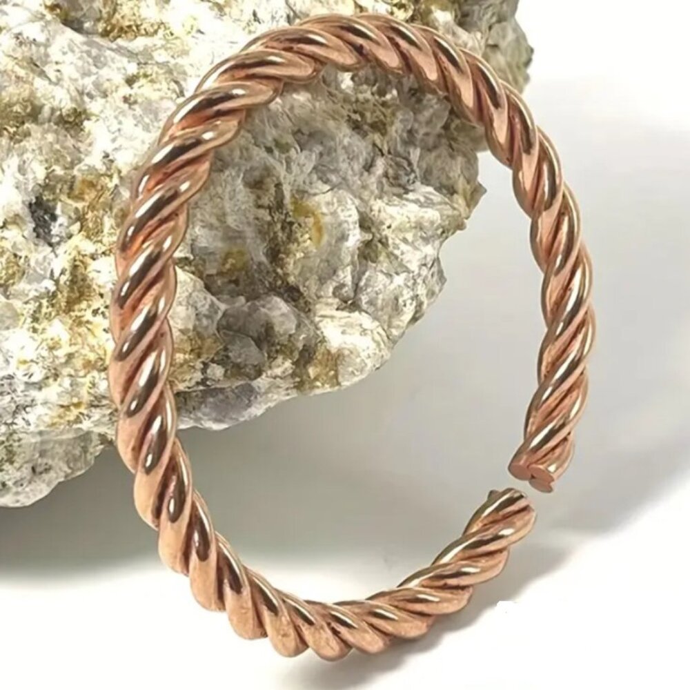 Elegant Purple Unisex Copper Twisted Cuff Bracelet Adjustable to Fit Most Wrist
